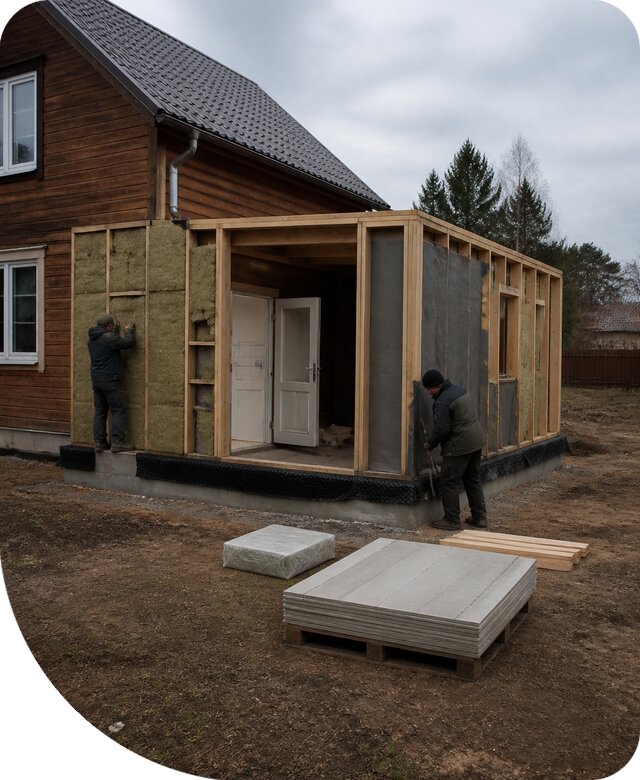 Пристройка ванной комнаты в Тулуне под ключ для дома