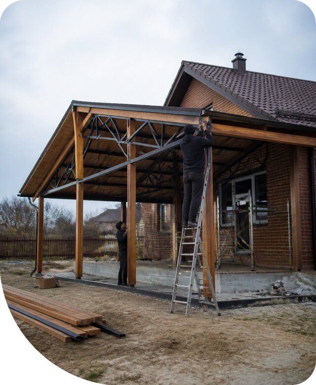 Пристройка навеса к дому и участку в Тулуне под ключ